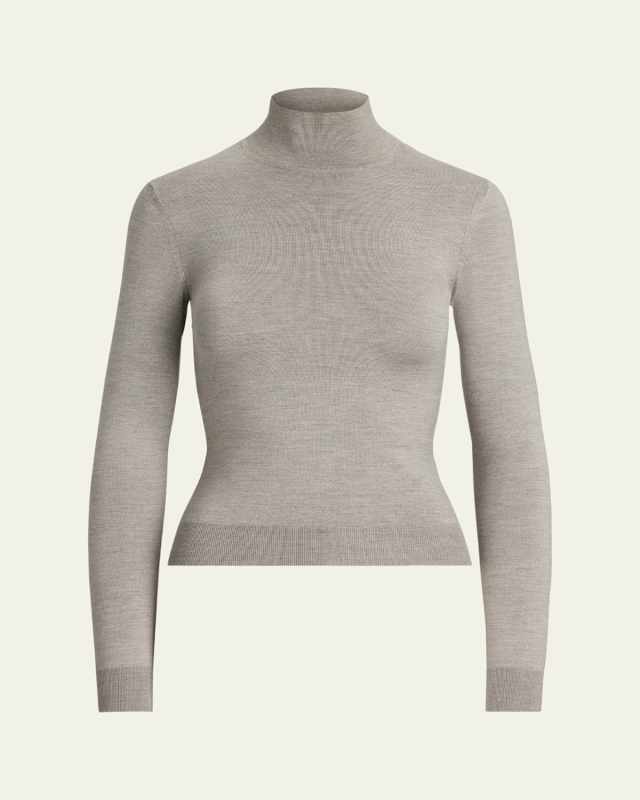 Stretch Silk Jersey Mockneck Sweat